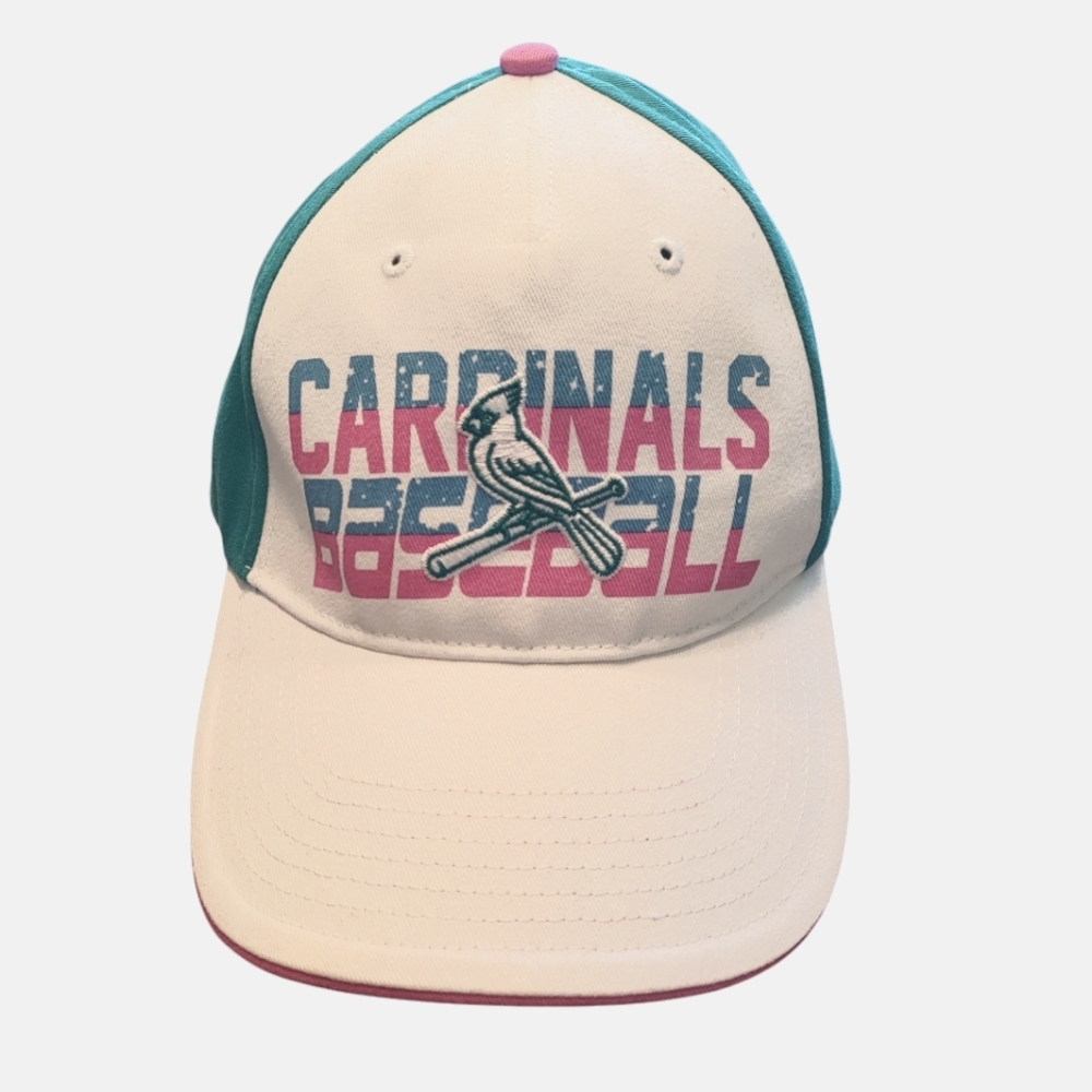 Cardinals Baseball Cap Kids Adjustable Velcro Turquoise/Pink/White